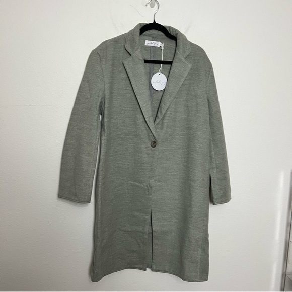 NWT Petal & Pup Long Grey Coat Lightweight Single Button Collared Coat - Picture 4 of 9